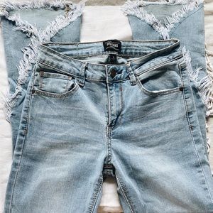 distressed flare jeans